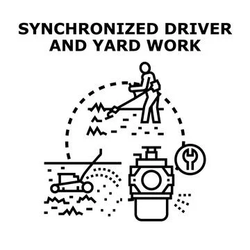 Yard work and synchronized driver concept vector Stock Illustration
