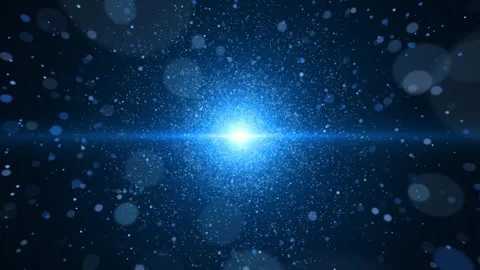 Yarie blue particles of light in the starry sky, flashing with light. Flight Stock Footage 318968532