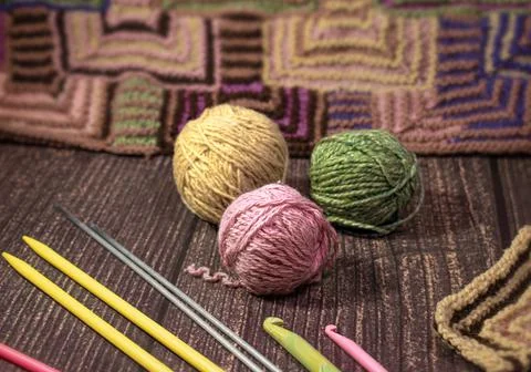 Yarn and needls Foto stock