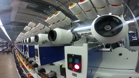 Yarn and Thread Manufacturing in Modern Textile Plant Stock Footage 63466382