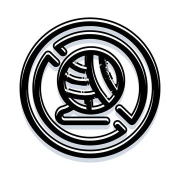 Yarn ball with arrows creating a circular symbol Stock Illustration