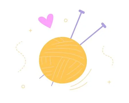 Yarn ball. Hand drawn vector illustration of a yellow yarn ball Stock Illustration