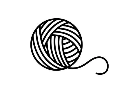 Yarn ball icon with loose string. Vector illustration design. Stock Illustration