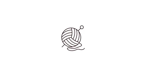 Yarn Ball Knitting Needles Line Icon Animation Stock Footage 346743737