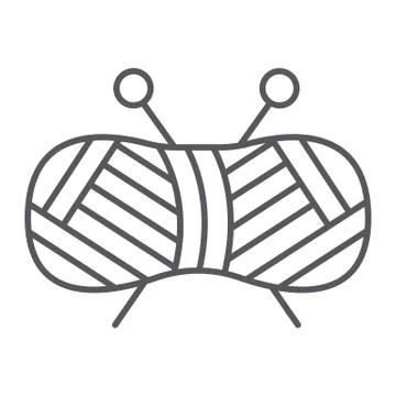 Yarn ball thin line icon, knitting and sew, thread sign, vector graphics, a 스톡 일러스트