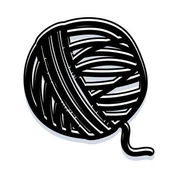 Yarn ball unwinding a thread for crafts Stock Illustration