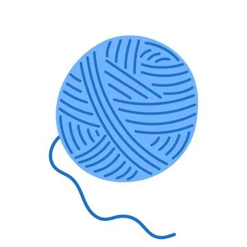 Yarn ball vector illustration. Blue wool yarn skein isolated on white 库存插图