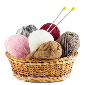 Yarn in a basket Stock Photos