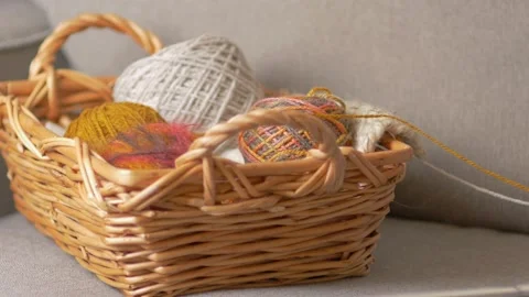 Yarn basket1 Stock Footage 139373730