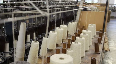 Yarn cones in a woolen mill in the UK Stock Footage 46890752