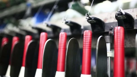 Yarn factory The loom is working Stock Footage 74192288