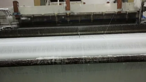 Yarn factory The loom is working Stock Footage 74194252
