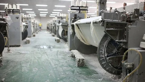 Yarn factory The loom is working Stock Footage 74196239