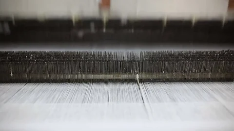 Yarn factory The loom is working Stock Footage 74197061