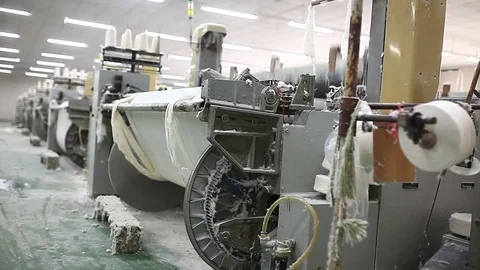 Yarn factory The loom is working Stock Footage 74197203