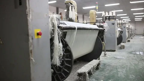 Yarn factory The loom is working Stock Footage 74199724