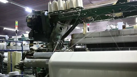 Yarn factory The loom is working Stock Footage 74215662