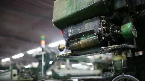 Yarn factory The loom is working Stock Footage 74216541