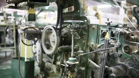 Yarn factory The loom is working Stock Footage 74216984