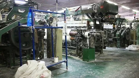 Yarn factory The loom is working Stock Footage 74217414
