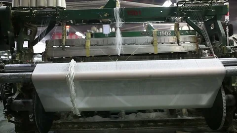 Yarn factory The loom is working Stock Footage 74217854
