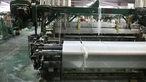 Yarn factory The loom is working Stock Footage 74217983