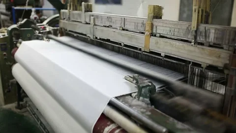 Yarn factory The loom is working Stock Footage 74218049
