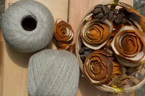 Yarn for knitting in balls Stock Photos
