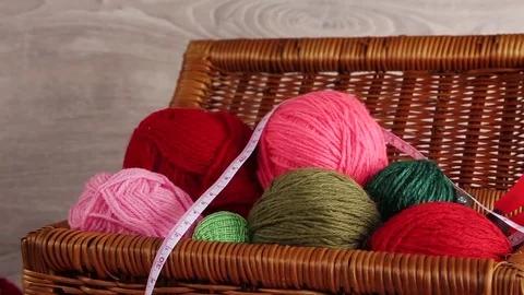 Yarn knitting in box Stock Footage 74049517