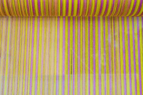 Yarn pattern is set up on the loom bench and ready to weave. Stock Photos