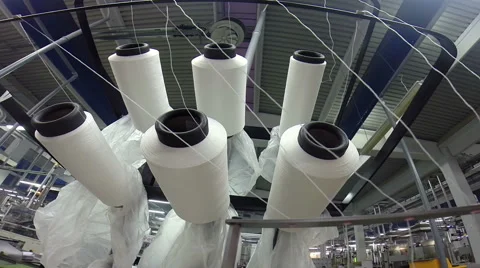 Yarn Spools in a Textile Factory Stock Footage 60173062