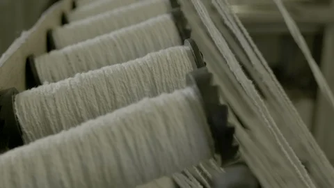 Yarn Spools in a Textile Factory Stock Footage 126292010