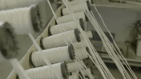 Yarn Spools in a Textile Factory Stock Footage 127251204