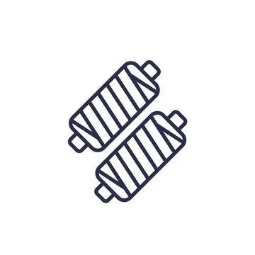 Yarn, thread line icon on white Stock Illustration