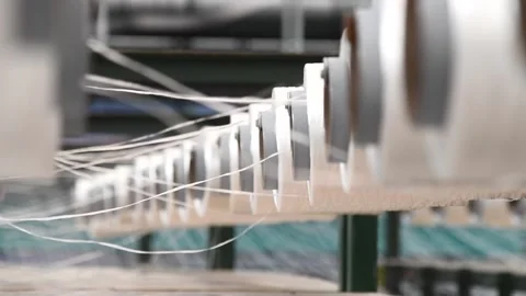 Yarn thread running in the machine Stock Footage 152104457