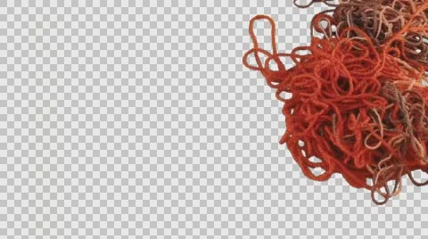 Yarn Threads Are Pulled up by Someone Alpha Channel Heap of Colorful Wool Stock Footage 61626844