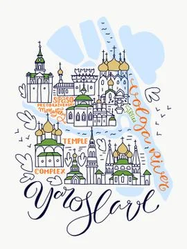 Yaroslavl Doddle Map Stock Illustration