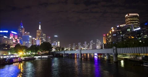 Yarra river timelapse night Vídeo Stock 85198595