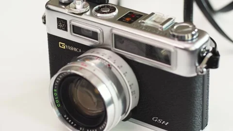 Yashica Electro 35 GSN Rotating Front View Stock Footage 338115491