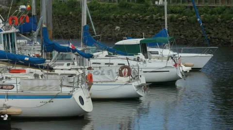 Yatch and boat in harbor Stock Footage 495405