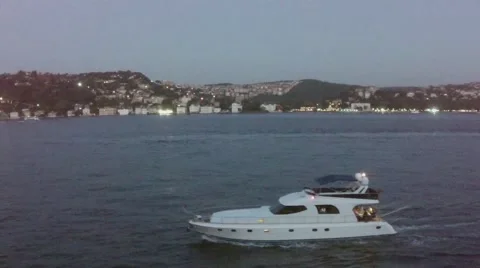 Yatch in Bosporus Stock Footage 43240707