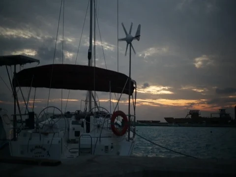 Yatch rest in harbour Stock Footage 80153317