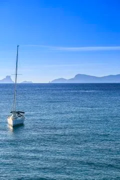 Yatch  sailing in Formentera Stock Photos