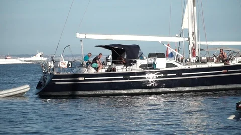 Yatch at sea Stock Footage 127869476