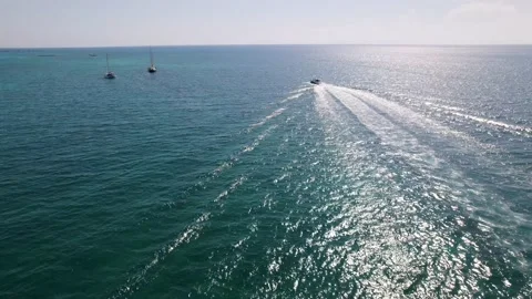 Yatch speeding at bimini Stock Footage 232437555
