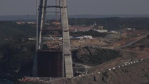 Yavuz Sultan Selim bridge construction Stock Footage 148662458