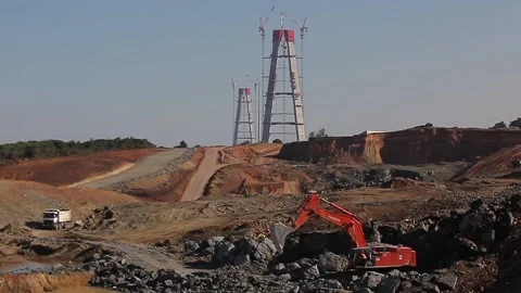 Yavuz Sultan Selim bridge construction Stock Footage 148662561