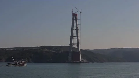 Yavuz Sultan Selim bridge construction Stock Footage 148662885