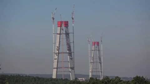 Yavuz Sultan Selim bridge construction Stock Footage 148664126