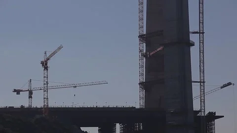 Yavuz Sultan Selim bridge construction Stock Footage 148664239